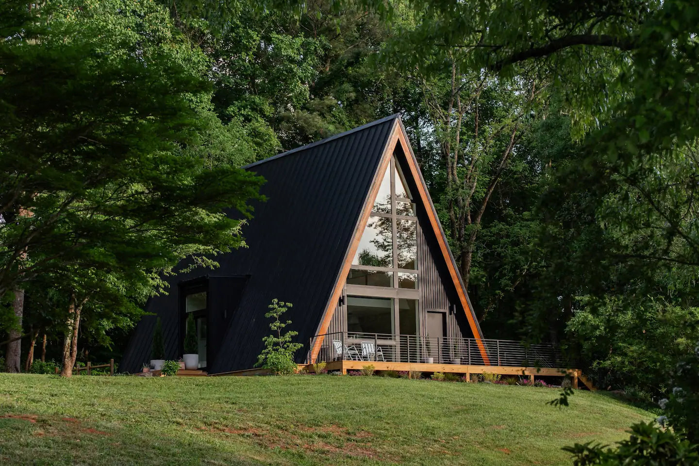 An A-frame cabin in the North Georgia mountains.