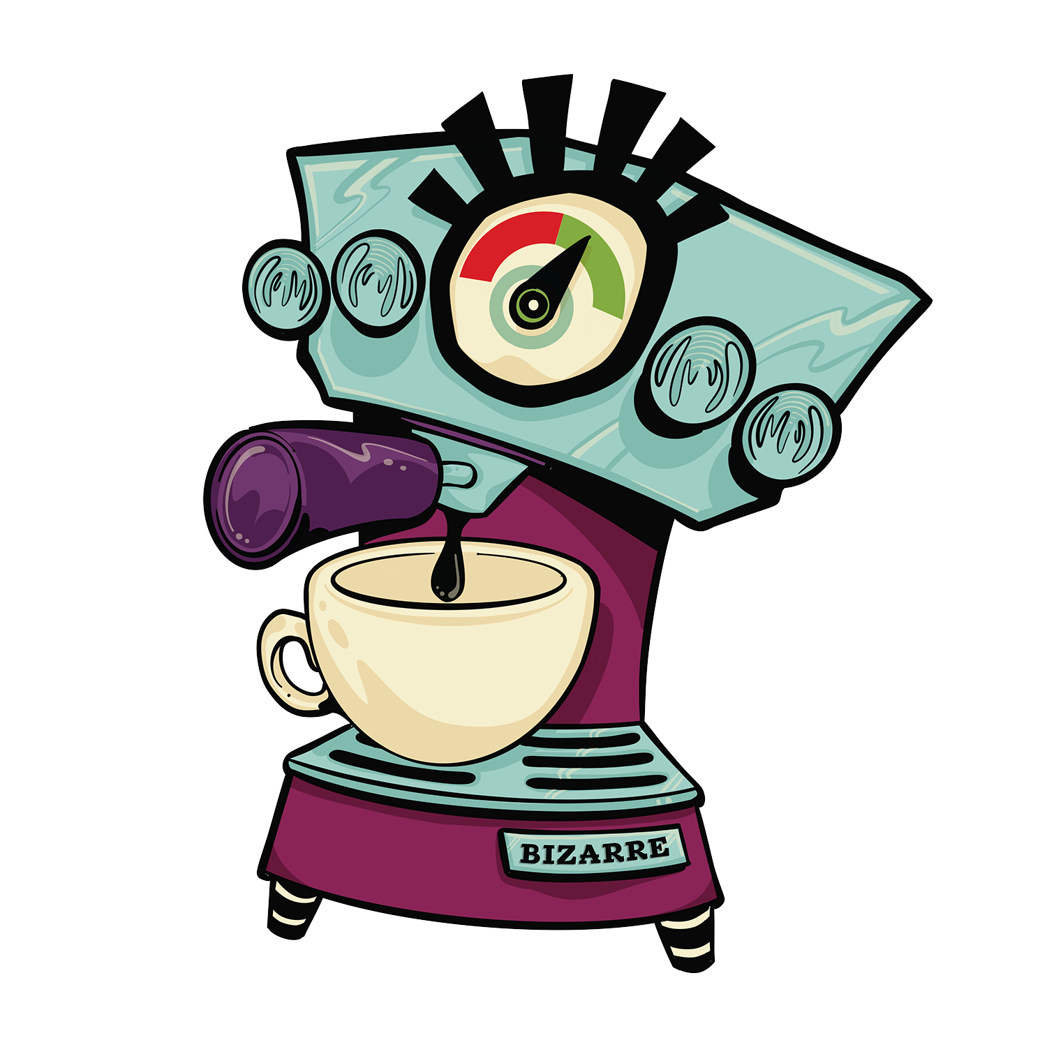 An espresso machine graphic.