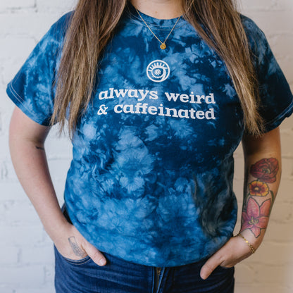 Always Weird &amp; Caffeinated Navy Tie Dye Tee