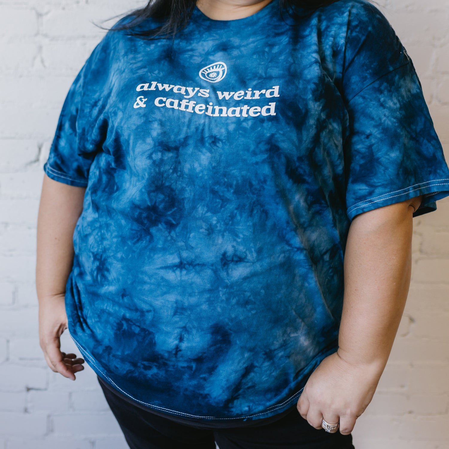 Always Weird &amp; Caffeinated Navy Tie Dye Tee