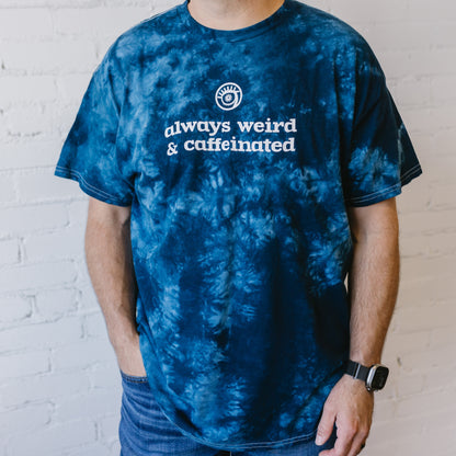 Always Weird &amp; Caffeinated Navy Tie Dye Tee