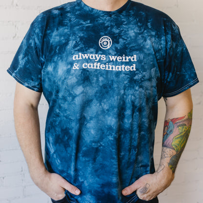 Always Weird &amp; Caffeinated Navy Tie Dye Tee