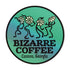 A Bizarre Coffee custom designed sticker with dancing flowers in black, the Bizarre Coffee name and Canton, Georgia. 